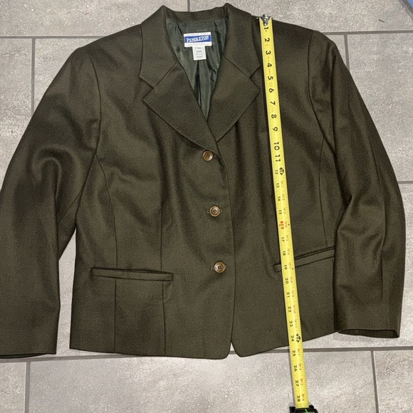 Pendleton Womens Plus 14W Olive Green Wool Blazer Jacket Button Front Career - Picture 11 of 13